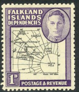 FALKLAND ISLANDS DEPENDENCIES 1946 KGVI 1d MAP Sc 1L2 MLH