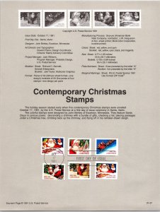 USPS SOUVENIR PAGE CONTEMPORARY CHRISTMAS STAMPS SANTA CLAUS SET OF (6) 1991