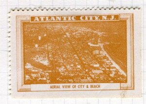 USA; Early 1900s Atlantic City New Jersey fine Mint Pictorial stamp in Brown