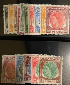 Malaya-Penang, 1954-1955, SC 29-44, MNH