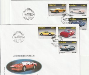 ROMANIA COVER 1999 FERRARI CARS FIRST DAY POST UNUSED