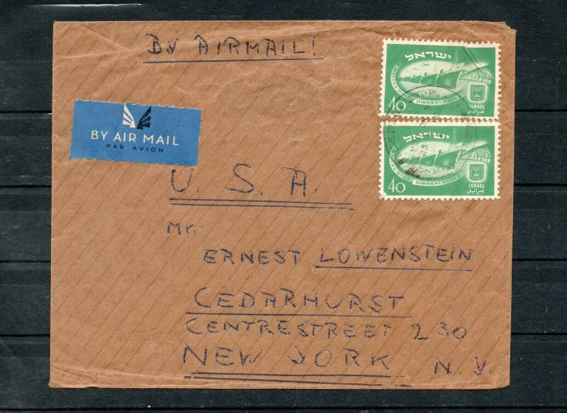 Israel Scott #34 Independence Pair of Singles on Airmail Cover to the US!!