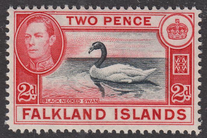 Falkland Islands KGVI 1938 2d Black Red SG150a Mint Never Hinged