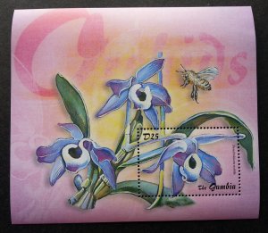 *FREE SHIP Gambia Orchids 2001 Bee Insect Flower Flora Plant (ms) MNH