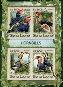 Sierra Leone Birds on Stamps 2016 MNH Hornbills Hornbill 4v M/S