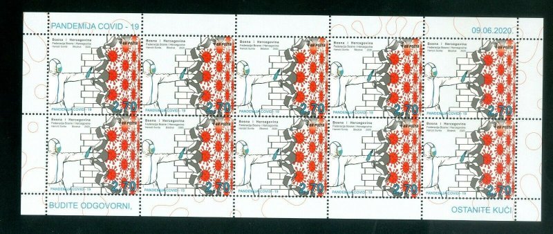 Stamps of Bosnia and Herzegovina 2021 - Pandemic COV.-19 Full sheet.