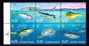 Pitcairn Is 664 NH 2007 Fish Block of 6