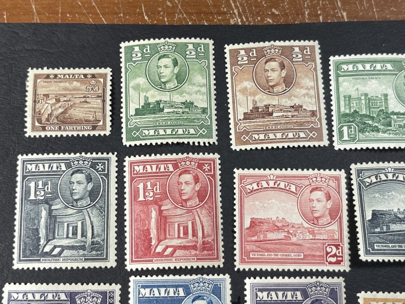 MALTA # 191-205---MINT/HINGED**(SLIGHT EVEN TONING)**---COMPLETE SET---1938-43