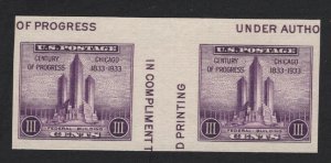 United States MINT Scott Number 767 VERT GUTTER PAIR  VF  MNH   - BARNEYS