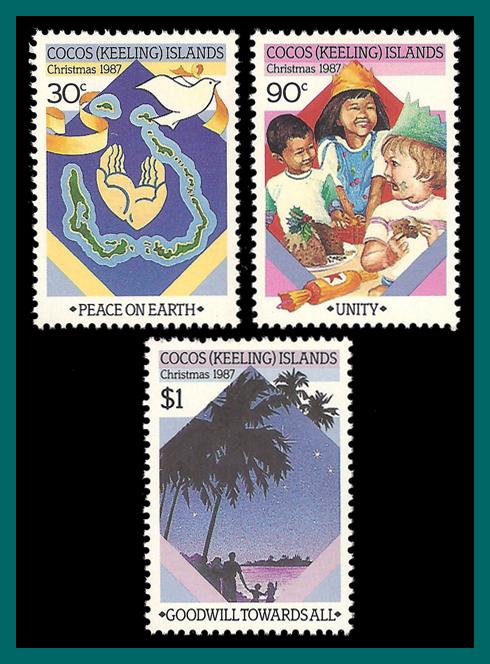 Cocos 1987 Christmas, MNH  #169-171,SG172-SG174