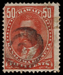 4351: Hawaii  50c Orange-Red. 1883. Sc#48 Mi33 Fine Used. C£85