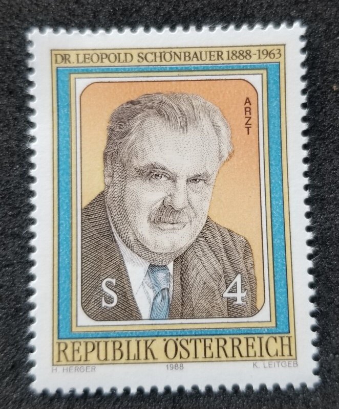 *FREE SHIP Austria Birth Centenary Of Dr. Leopold Schonbauer 1988 (stamp) MNH