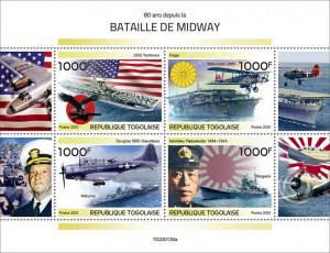 TOGO - 2022 - Battle of Midway - Perf 4v Sheet - Mint Never Hinged