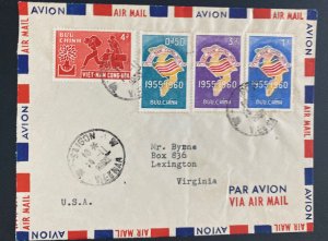 1960 Saigon Vietnam Indochina Airmail Cover To Lexington VA USA