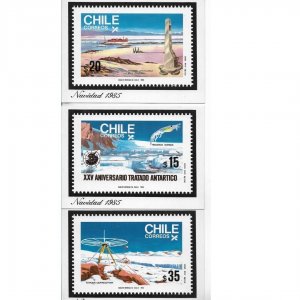 CHILE 1985 SET OF 3 POSTCARD STATIONERY ANTARCTICS TREATY ANNIVERSARY CHRISTMAS