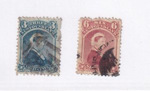 NEWFOUNDLAND # 33-34 VF-USED Q/VICTORIA 3cts & 6cts CAT VALUE $80