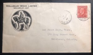 1934 Wellesley Canada Wear Limited Advertising cover To Kitchener