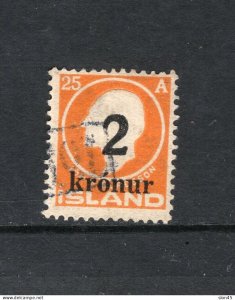 Iceland  1925 Overprint 2 kr Used Revenue cancel 17417