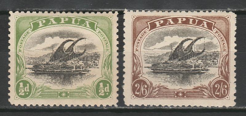 PAPUA 1907 LAKATOI LARGE PAPUA 1/2D AND 2/6 PERF 11 