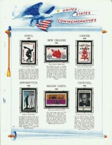 U S 1965 Commemorative Mint NH Year Set on White Ace Album Pages - 3 Scans