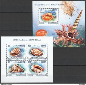 2013 Maldives Fauna Marine Life Seashells Of The Indian Ocean Kb+Bl ** Ml629