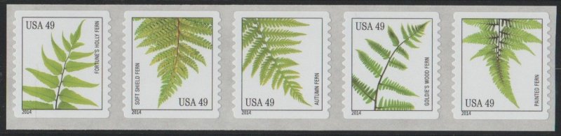 4848-52, Strip of 5,  FERNS  MNH, .49 cent c