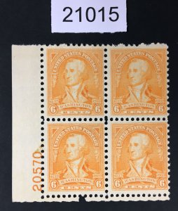 MOMEN: US STAMPS # 711 MINT OG NH PLATE BLOCK OF 4 $70 LOT # 21015