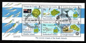 Tristan da Cunha-Sc#796- id8-used sheet-Maps-Marine Life-Birds-2007-