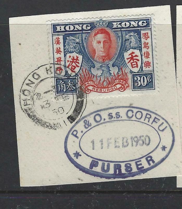 HONG KONG (P2104B) TREATY PORT PIECES  PEACE 30C P&O CORFU PURSER  VFU