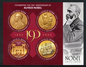 LIBERIA  2023  190th ANNIVERSARY OF ALFRED NOBEL SHEET  MINT NH