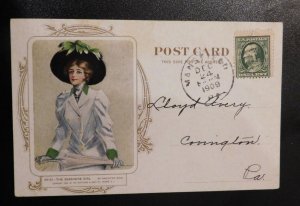 1909 USA Advertisement Postcard Cover Mansfield PA to Covington PA Allen College