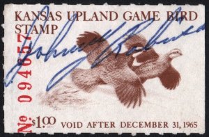 Kansas Wooten #5 Upland Game Bird Stamp (1965) Signed