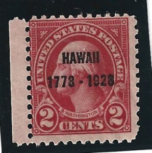 U.S. Scott #647 Mint 2c O/P Hawaii 1778 - 1928 stamp   2019 CV $4.00