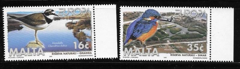 Malta 1999 Europa Nature Reserves Birds Sc 968-969 MNH A1073