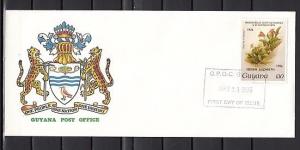 Guyana, Scott cat. 1413, Orchid value, Queen Elizabeth o/p. First day cover. ^