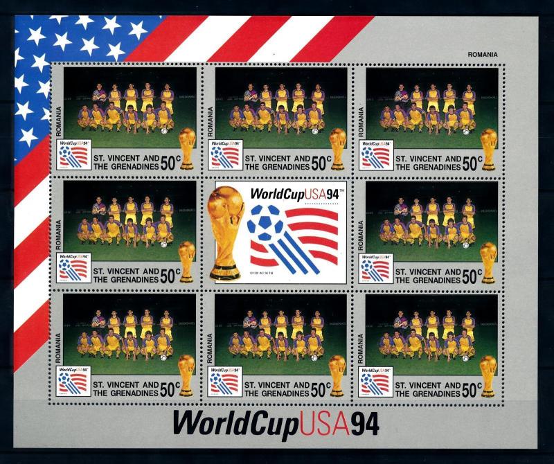 [94425] St. Vincent & Gren 1994 World Cup Football Soccer USA Romania Sheet MNH