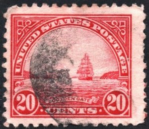 SC#567 20¢ Golden Gate Single (1923) Used