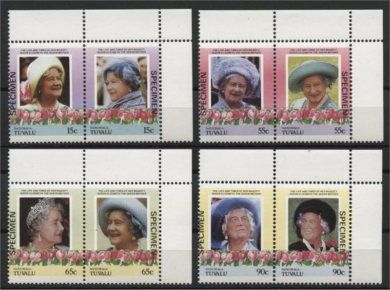 TUVALU, NANUMAGA, QUEEN MOTHER SPECIAL OVERPRINTS	