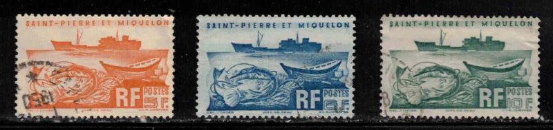 ST PIERRE & MIQUELON Scott # 337-9 Used - Fishing Trawler & Fish