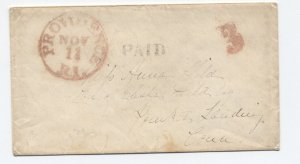 1850s Providence RI red CDS paid 3 stampless mourning cover [H.4180]