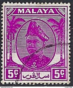 MALAYA SELANGOR 1952 5c Bright Purple SG94 Fine Used