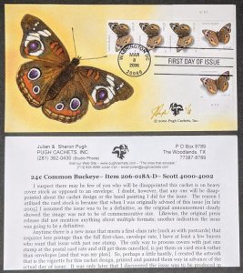 EDW1949SELL : USA 2006 Scott #4001 Butterfly. Scarce Pugh FD Card. Only 8 made.
