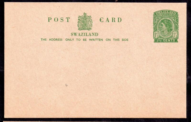 Swaziland QEII 1 1/2d Postal Stationery Card H&G 6 mint condition WS13993