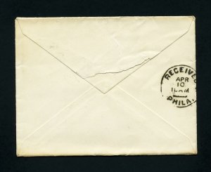 Cover from Norristown, Pennsylvania to Philadelphia, Pennsylvania - 4-10-1888