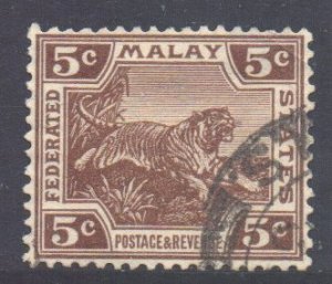 Malaya FMS Scott 59 - SG62, 1922 Tiger 5c Brown used