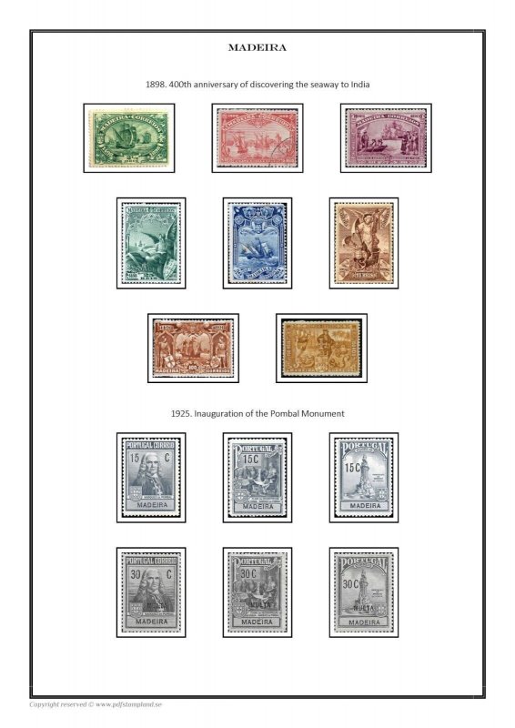 Madeira Islands 1868-2022 PDF (DIGITAL)  STAMP ALBUM PAGES