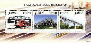 Estonia 2012 Railway bridges Trains of Baltic Joint issue of Baltic block MNH