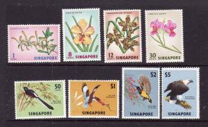 Singapore-Sc#62-9-unused,NH set-Birds-Flowers-1963-