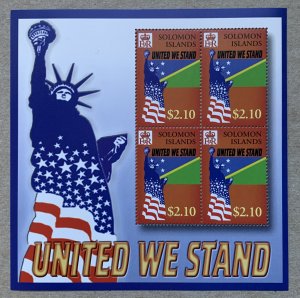 Solomon Islands 2002 United We Stand MS of 4, MNH. Scott 942, CV $12.00