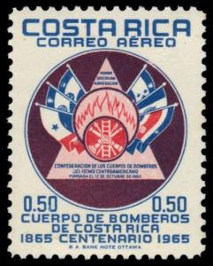 Costa Rica SC #C425 AirMail Stamp 1966 Centenary Fire Brigade 50c. Used.